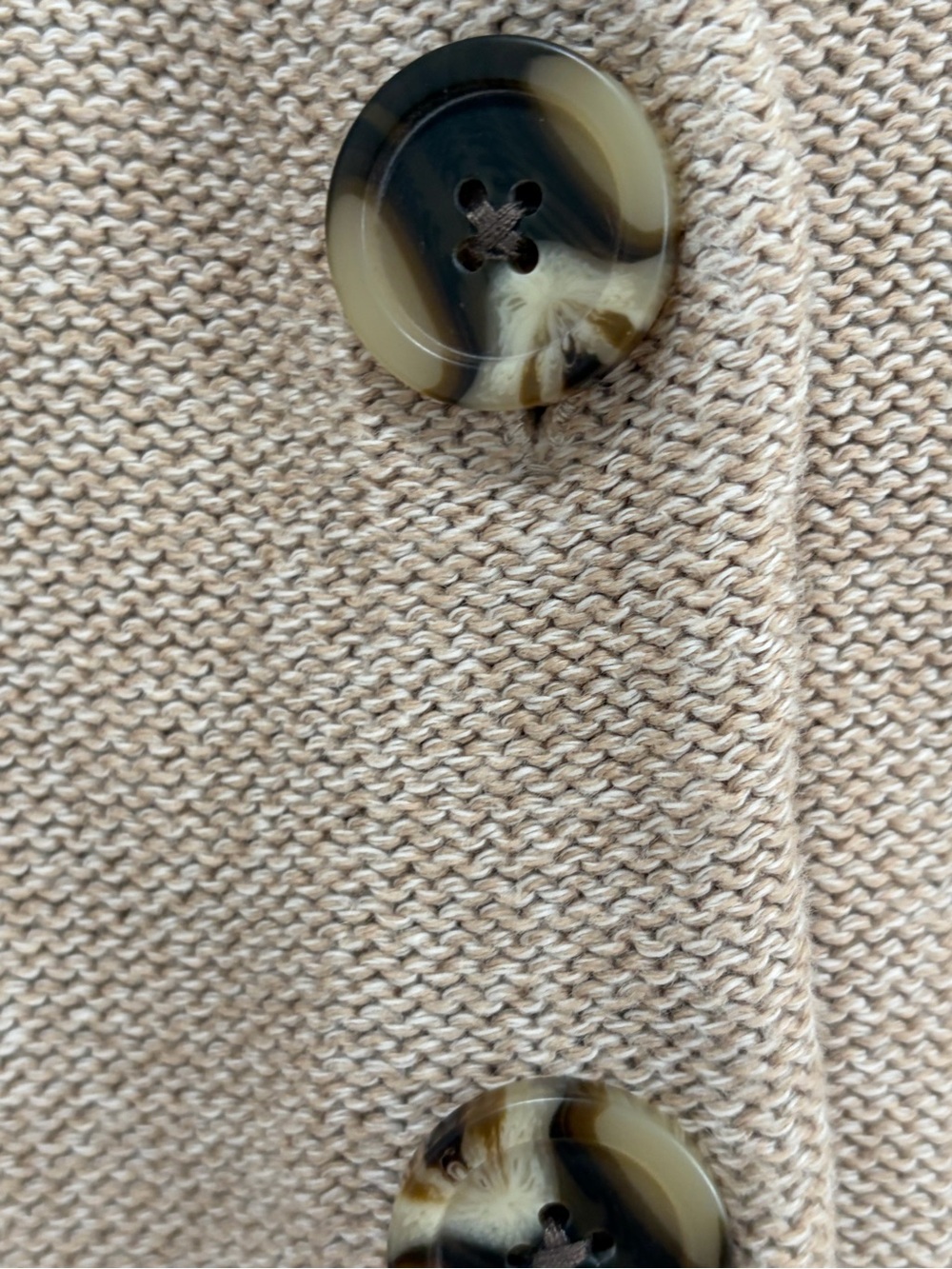 Quince size Large Organic Cotton Cropped Cardigan in Cement Marl Button Front - Picture 4 of 11
